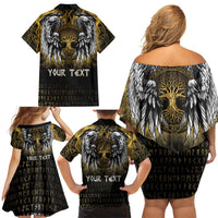 Personalized Cornwall Celtic Chough Family Matching Off Shoulder Short Dress and Hawaiian Shirt With Tree Of Life - Wonder Print Shop