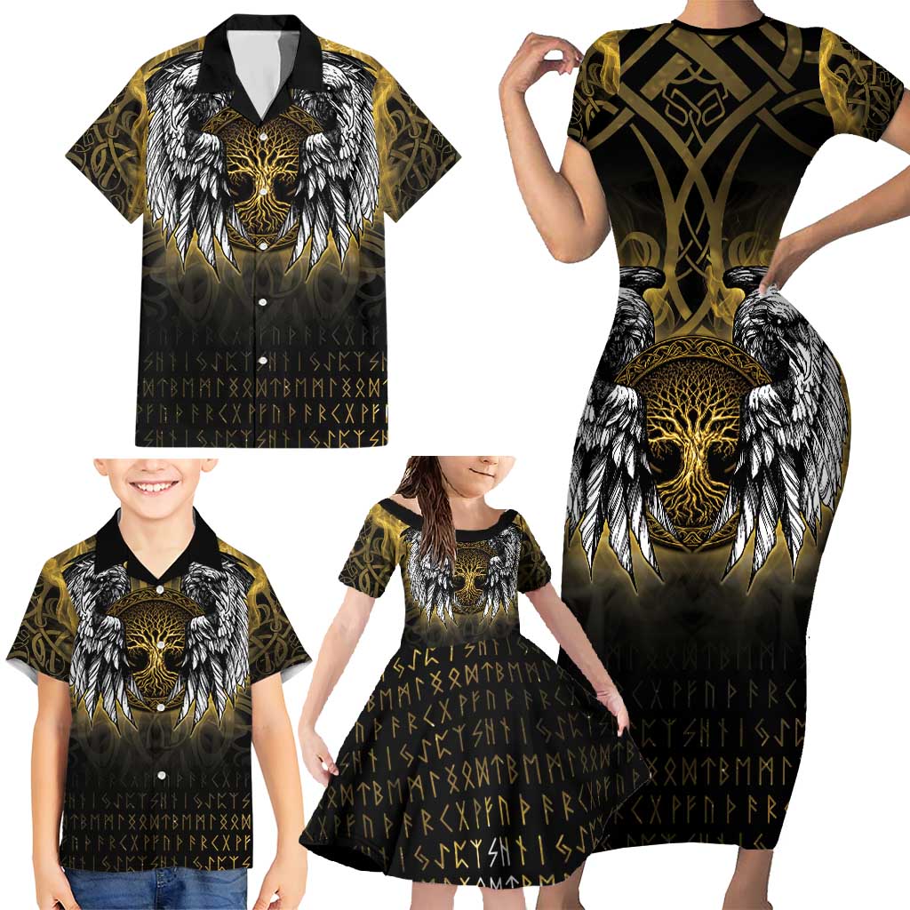 Personalized Cornwall Celtic Chough Family Matching Short Sleeve Bodycon Dress and Hawaiian Shirt With Tree Of Life - Wonder Print Shop