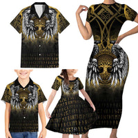 Personalized Cornwall Celtic Chough Family Matching Short Sleeve Bodycon Dress and Hawaiian Shirt With Tree Of Life - Wonder Print Shop