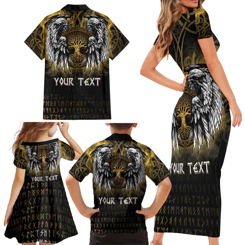 Personalized Cornwall Celtic Chough Family Matching Short Sleeve Bodycon Dress and Hawaiian Shirt With Tree Of Life - Wonder Print Shop
