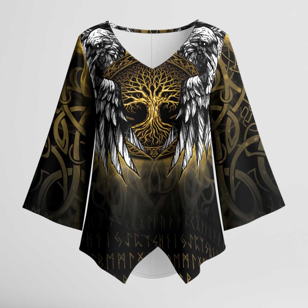 Personalized Cornwall Celtic Chough Kimono Sleeve Blouse With Tree Of Life - Wonder Print Shop