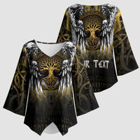 Personalized Cornwall Celtic Chough Kimono Sleeve Blouse With Tree Of Life - Wonder Print Shop