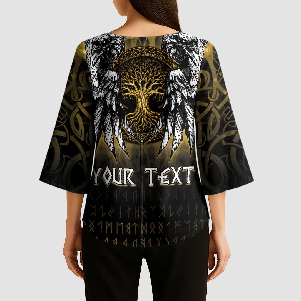 Personalized Cornwall Celtic Chough Kimono Sleeve Blouse With Tree Of Life - Wonder Print Shop