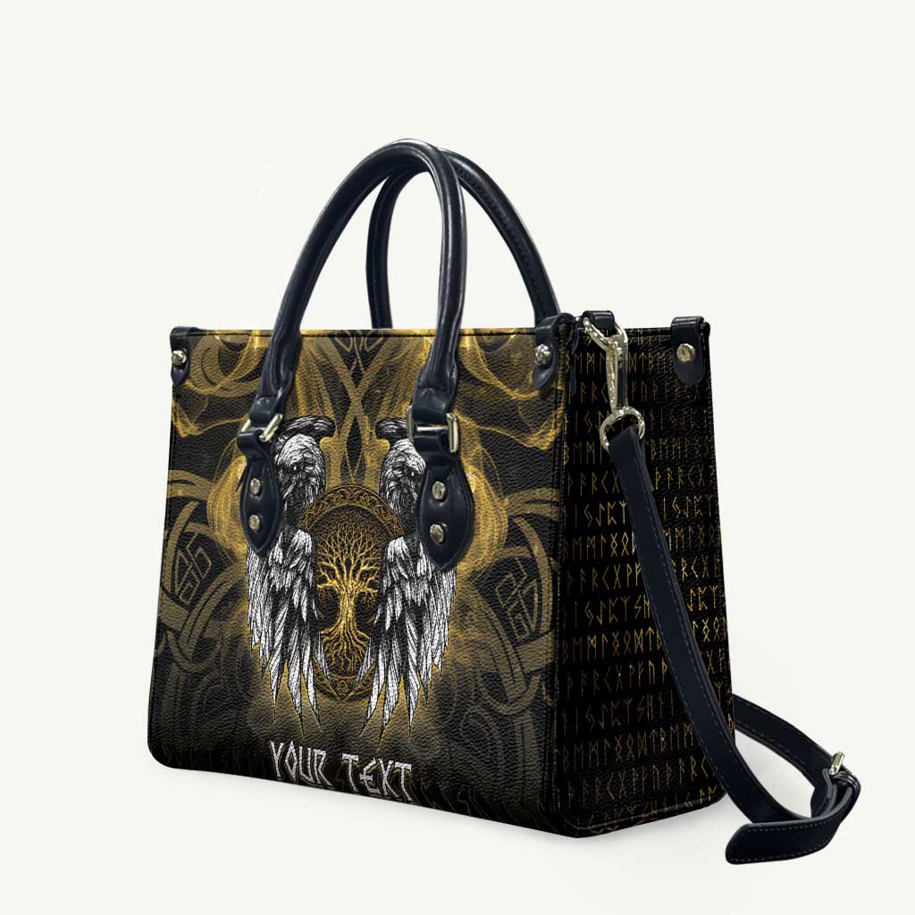 Personalized Cornwall Celtic Chough Leather Bag With Tree Of Life - Wonder Print Shop
