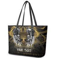 Personalized Cornwall Celtic Chough Leather Tote Bag With Tree Of Life - Wonder Print Shop