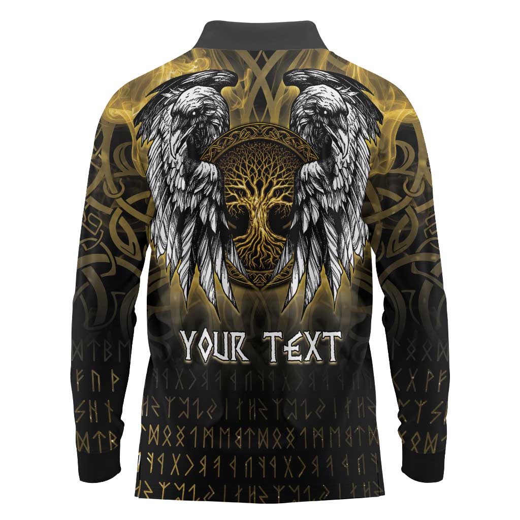 Personalized Cornwall Celtic Chough Long Sleeve Polo Shirt With Tree Of Life - Wonder Print Shop