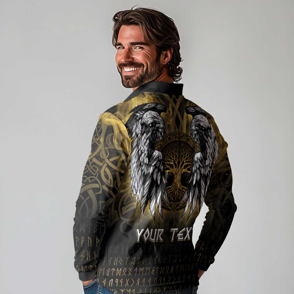 Personalized Cornwall Celtic Chough Long Sleeve Polo Shirt With Tree Of Life - Wonder Print Shop