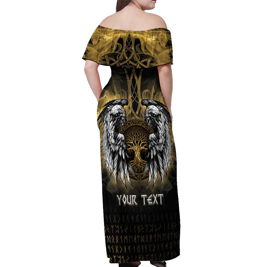 Personalized Cornwall Celtic Chough Off Shoulder Maxi Dress With Tree Of Life - Wonder Print Shop