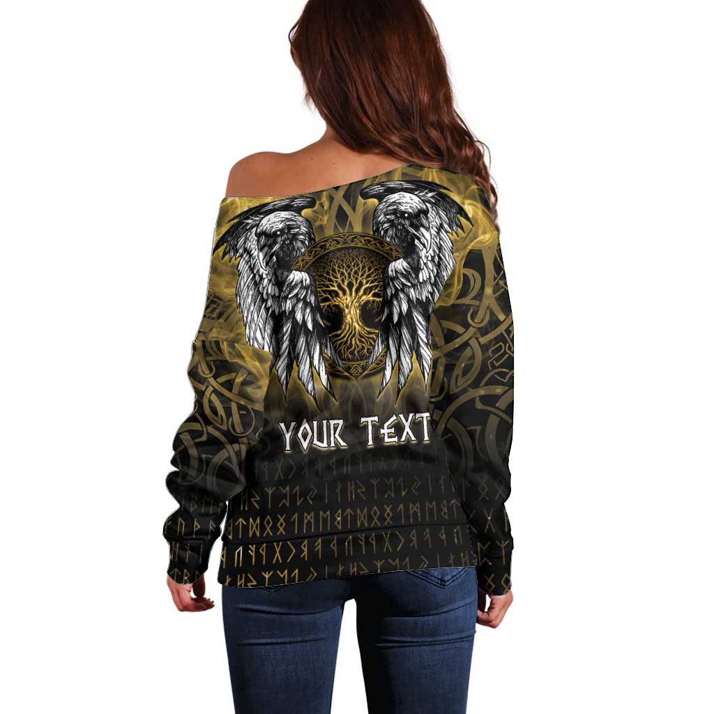 Personalized Cornwall Celtic Chough Off Shoulder Sweater With Tree Of Life - Wonder Print Shop