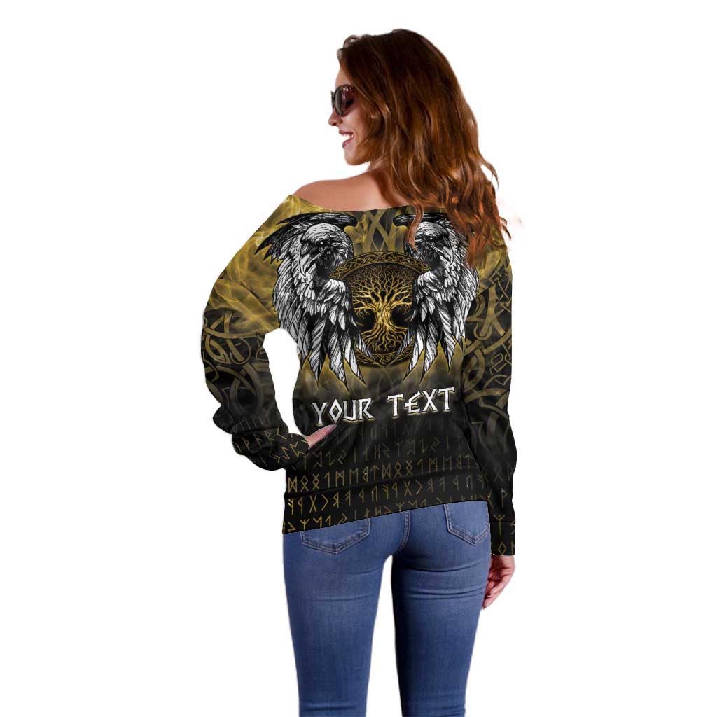 Personalized Cornwall Celtic Chough Off Shoulder Sweater With Tree Of Life - Wonder Print Shop