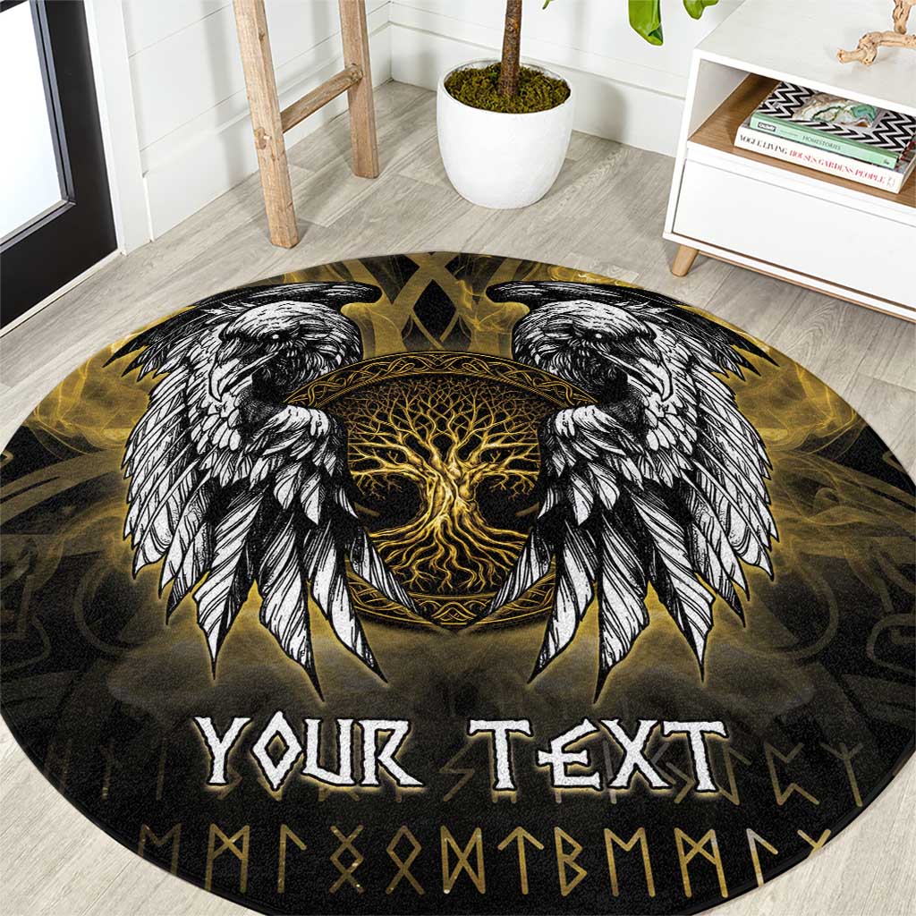 Personalized Cornwall Celtic Chough Round Carpet With Tree Of Life - Wonder Print Shop
