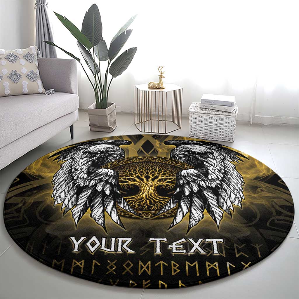 Personalized Cornwall Celtic Chough Round Carpet With Tree Of Life - Wonder Print Shop