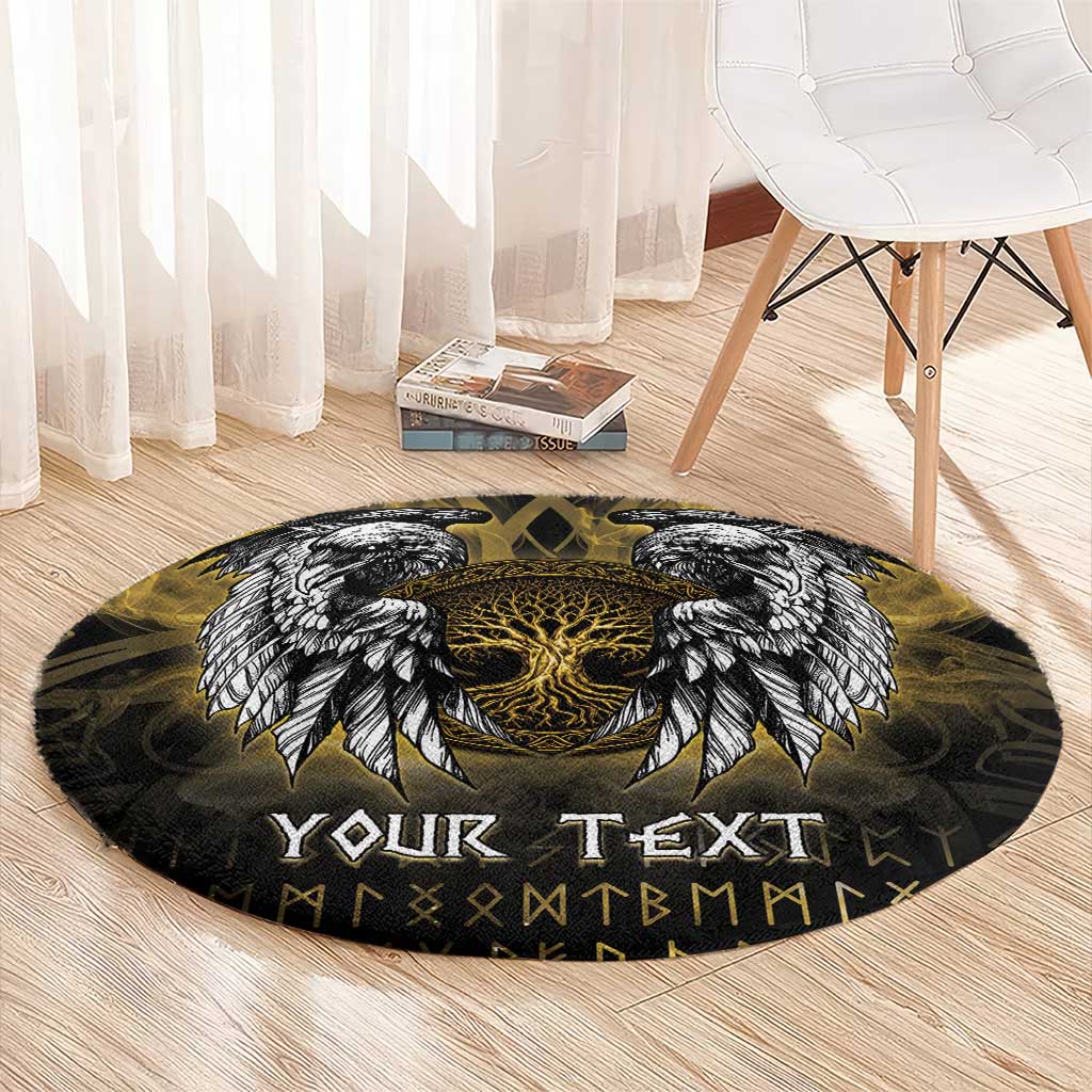 Personalized Cornwall Celtic Chough Round Carpet With Tree Of Life - Wonder Print Shop