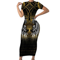 Personalized Cornwall Celtic Chough Short Sleeve Bodycon Dress With Tree Of Life - Wonder Print Shop