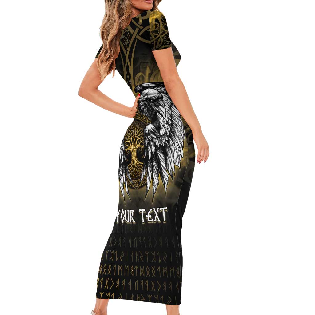 Personalized Cornwall Celtic Chough Short Sleeve Bodycon Dress With Tree Of Life - Wonder Print Shop