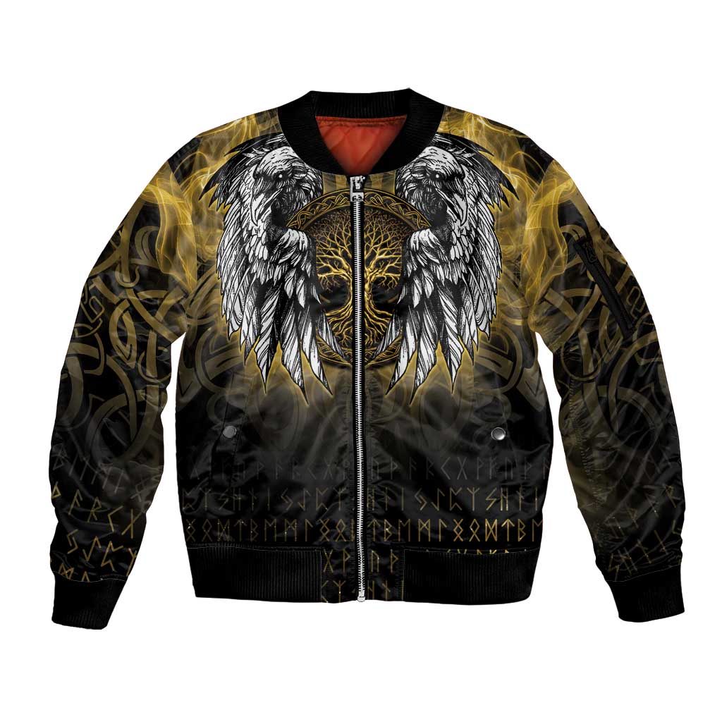 Personalized Cornwall Celtic Chough Sleeve Zip Bomber Jacket With Tree Of Life - Wonder Print Shop
