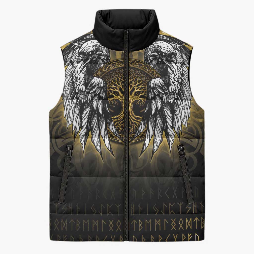 Personalized Cornwall Celtic Chough Sleeveless Puffer Jacket With Tree Of Life - Wonder Print Shop