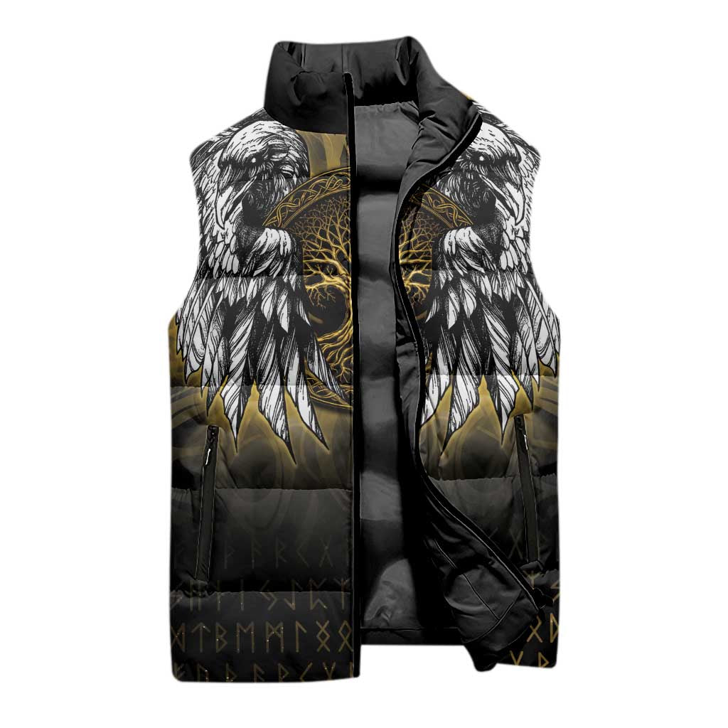 Personalized Cornwall Celtic Chough Sleeveless Puffer Jacket With Tree Of Life - Wonder Print Shop