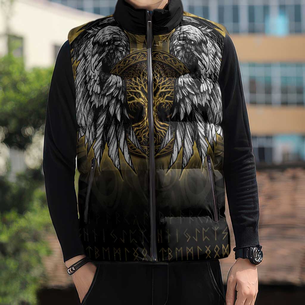 Personalized Cornwall Celtic Chough Sleeveless Puffer Jacket With Tree Of Life - Wonder Print Shop