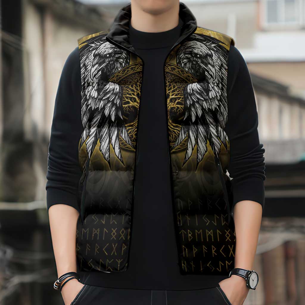 Personalized Cornwall Celtic Chough Sleeveless Puffer Jacket With Tree Of Life - Wonder Print Shop