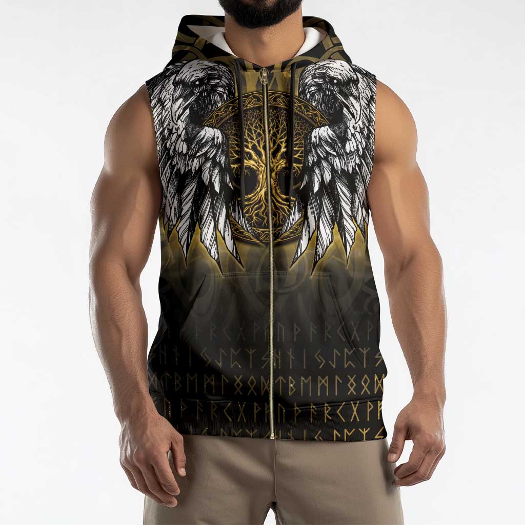 Personalized Cornwall Celtic Chough Sleeveless Zip Hoodie With Tree Of Life - Wonder Print Shop
