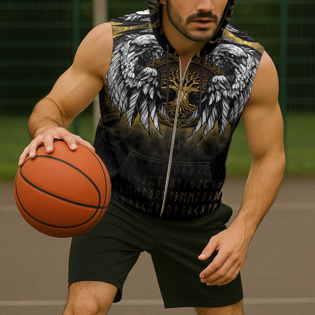 Personalized Cornwall Celtic Chough Sleeveless Zip Hoodie With Tree Of Life - Wonder Print Shop