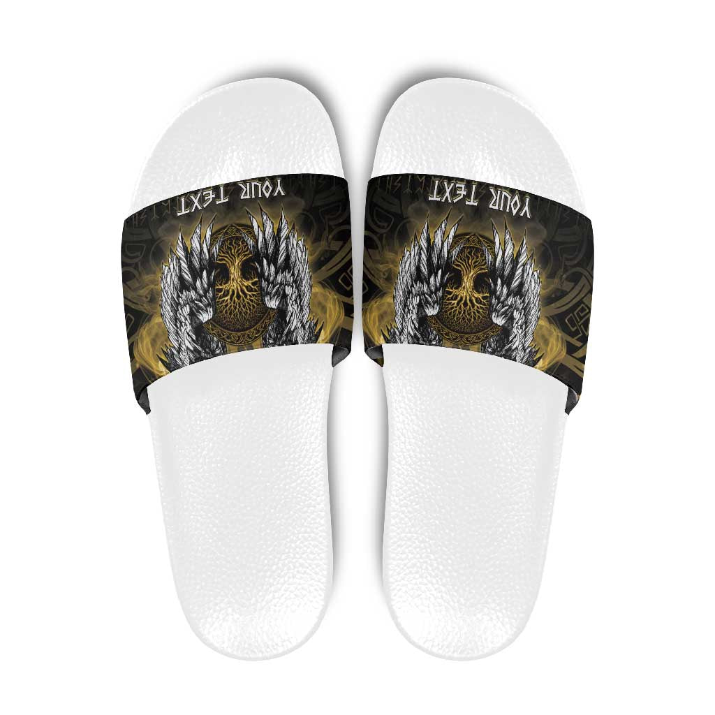 Personalized Cornwall Celtic Chough Slide Sandals With Tree Of Life - Wonder Print Shop