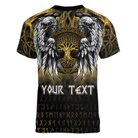 Personalized Cornwall Celtic Chough Women V-Neck T-Shirt With Tree Of Life - Wonder Print Shop