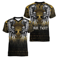 Personalized Cornwall Celtic Chough Women V-Neck T-Shirt With Tree Of Life - Wonder Print Shop