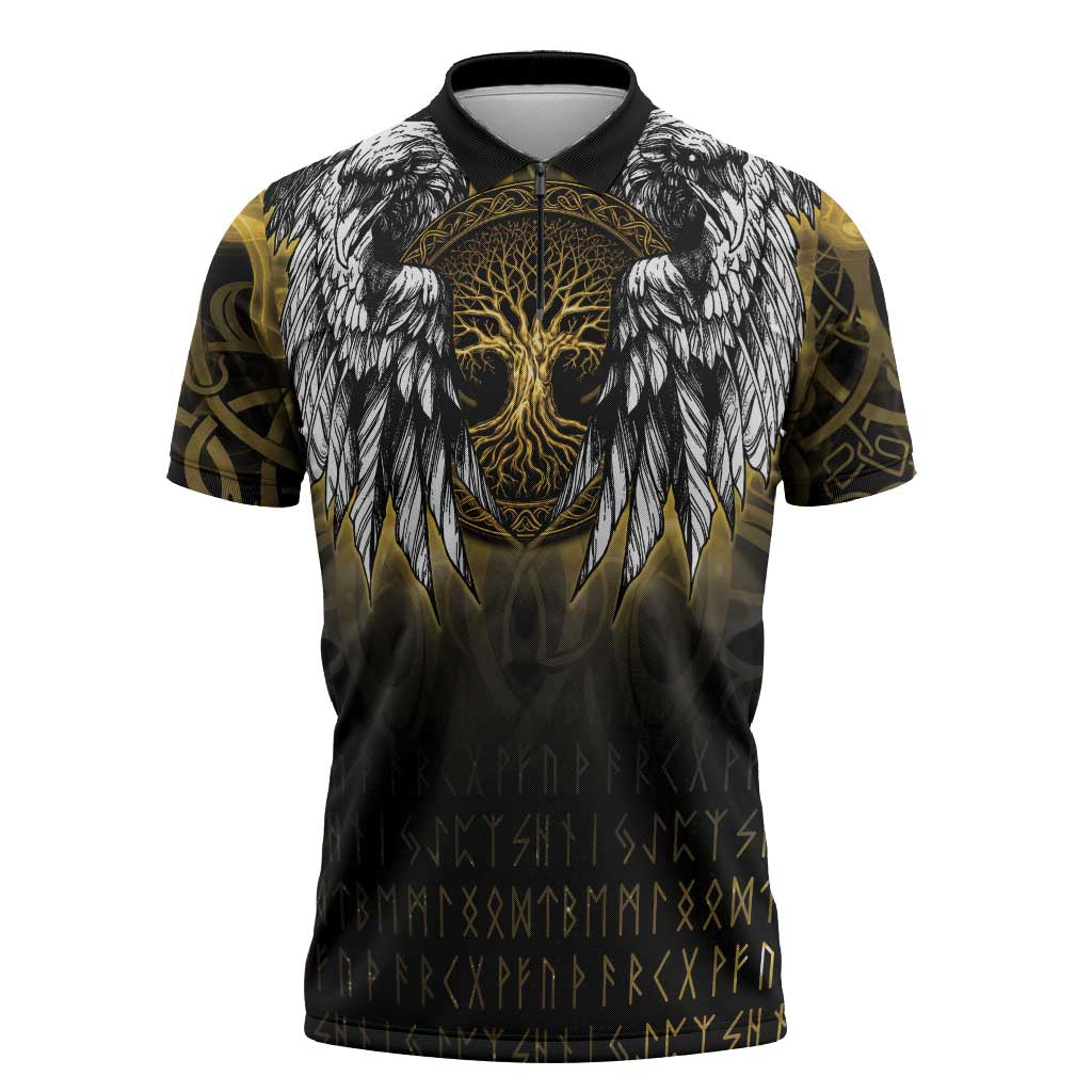 Personalized Cornwall Celtic Chough Zipper Polo Shirt With Tree Of Life - Wonder Print Shop