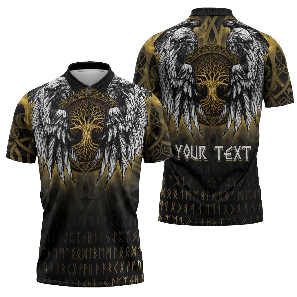 Personalized Cornwall Celtic Chough Zipper Polo Shirt With Tree Of Life - Wonder Print Shop