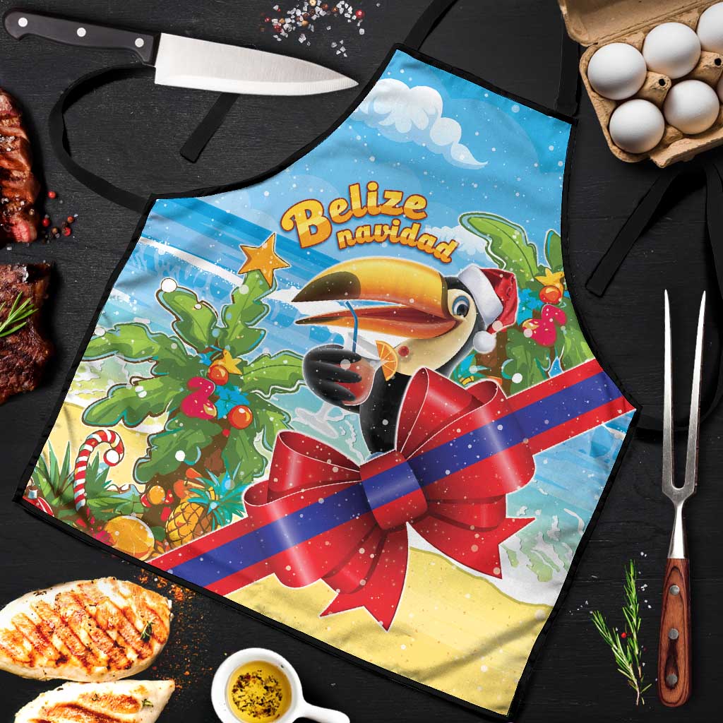 Belize Navidad Christmas Apron Funny Santa Toucan - Wonder Print Shop