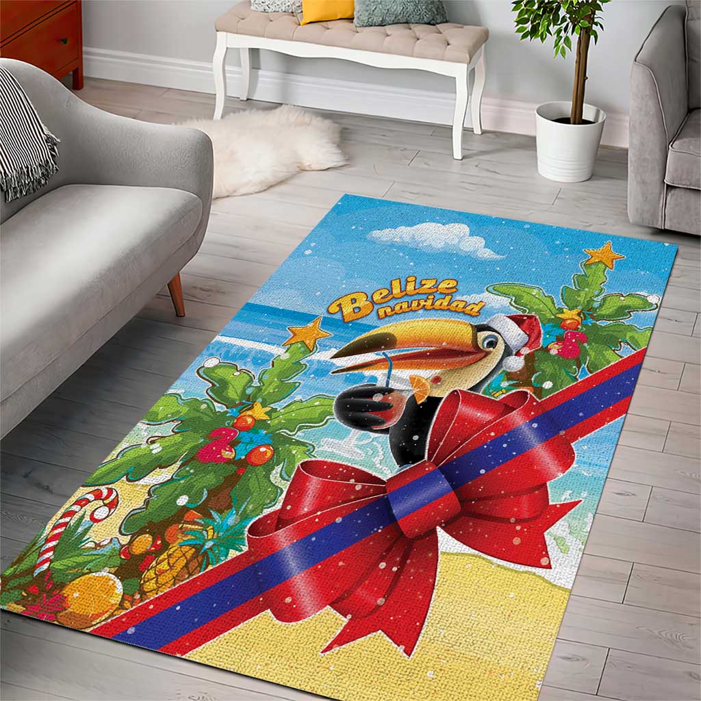 Belize Navidad Christmas Area Rug Funny Santa Toucan - Wonder Print Shop