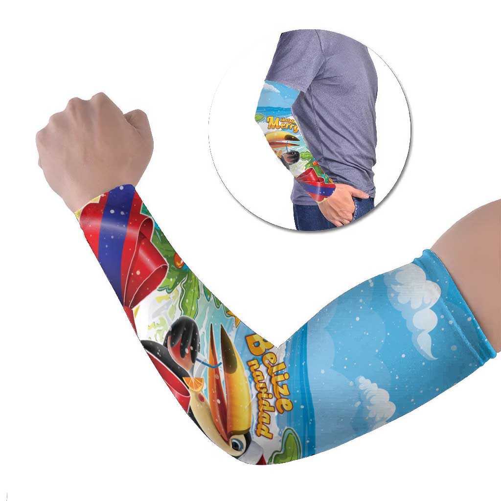 Belize Navidad Christmas Arm Sleeves Funny Santa Toucan - Wonder Print Shop