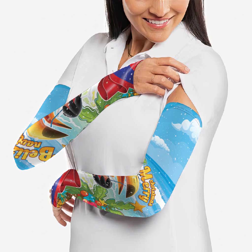 Belize Navidad Christmas Arm Sleeves Funny Santa Toucan - Wonder Print Shop