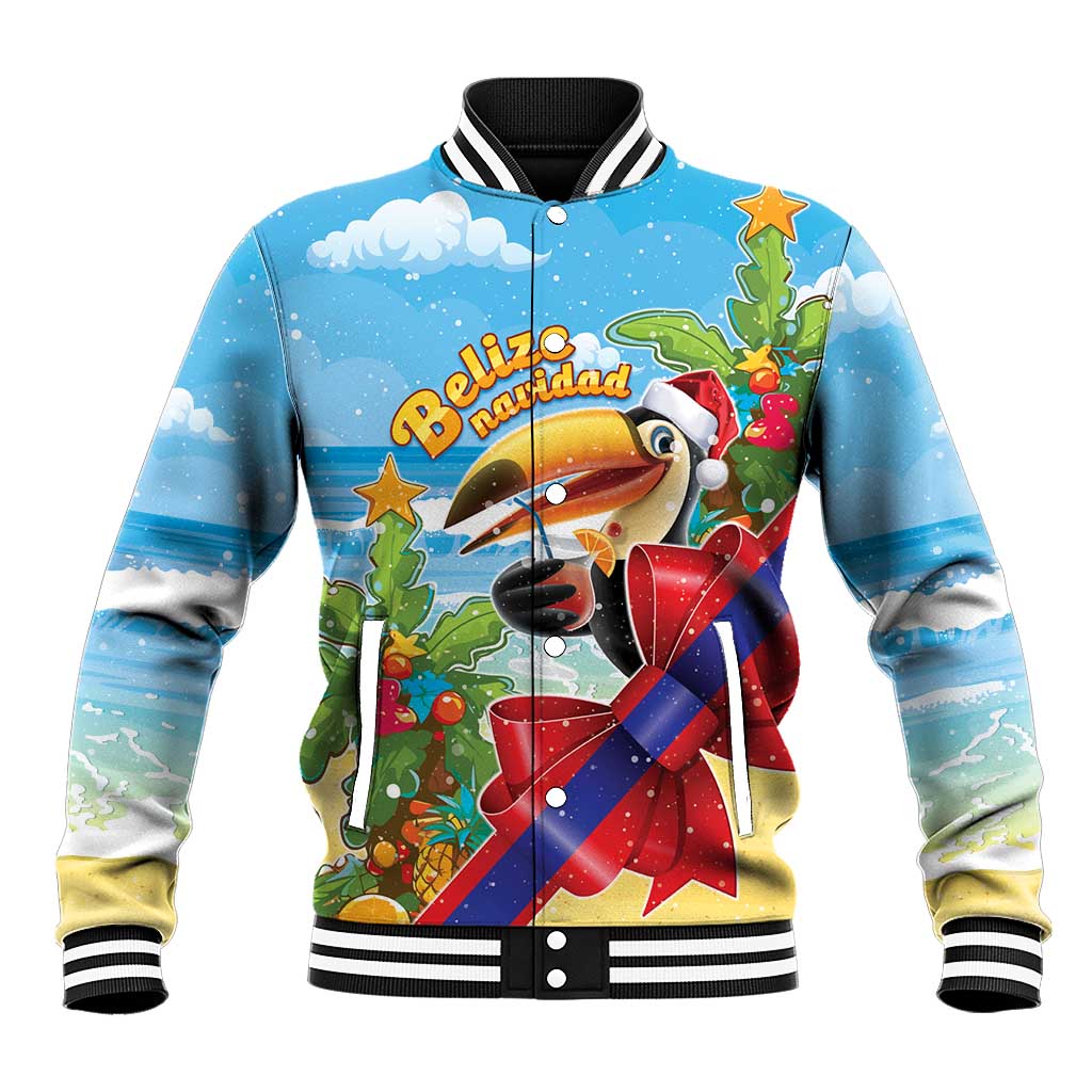 Belize Navidad Christmas Baseball Jacket Funny Santa Toucan - Wonder Print Shop
