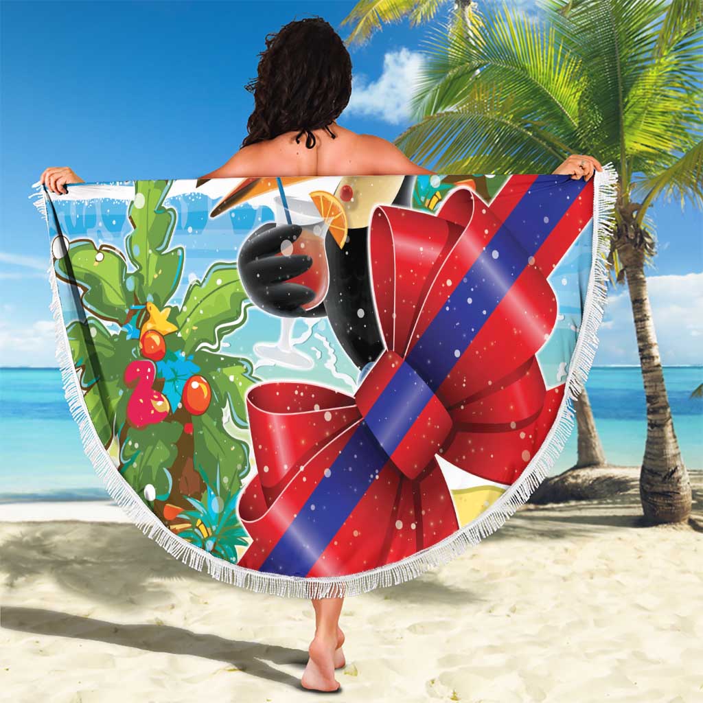 Belize Navidad Christmas Beach Blanket Funny Santa Toucan - Wonder Print Shop