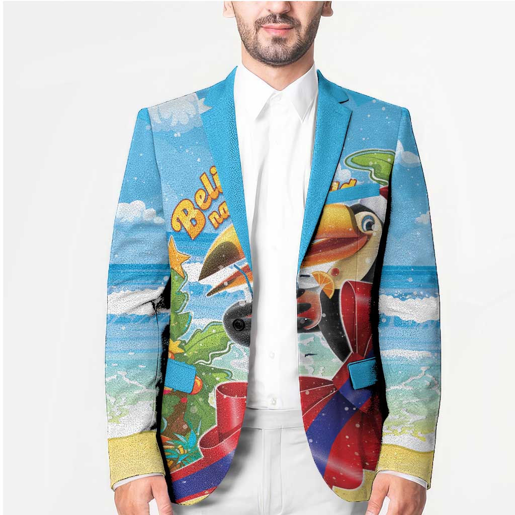 Belize Navidad Christmas Blazer Funny Santa Toucan - Wonder Print Shop