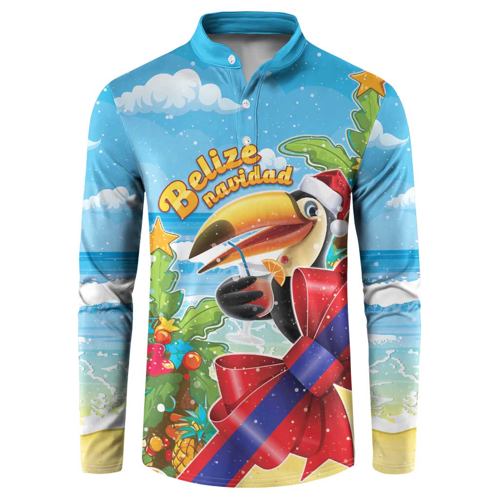 Belize Navidad Christmas Button Sweatshirt Funny Santa Toucan - Wonder Print Shop
