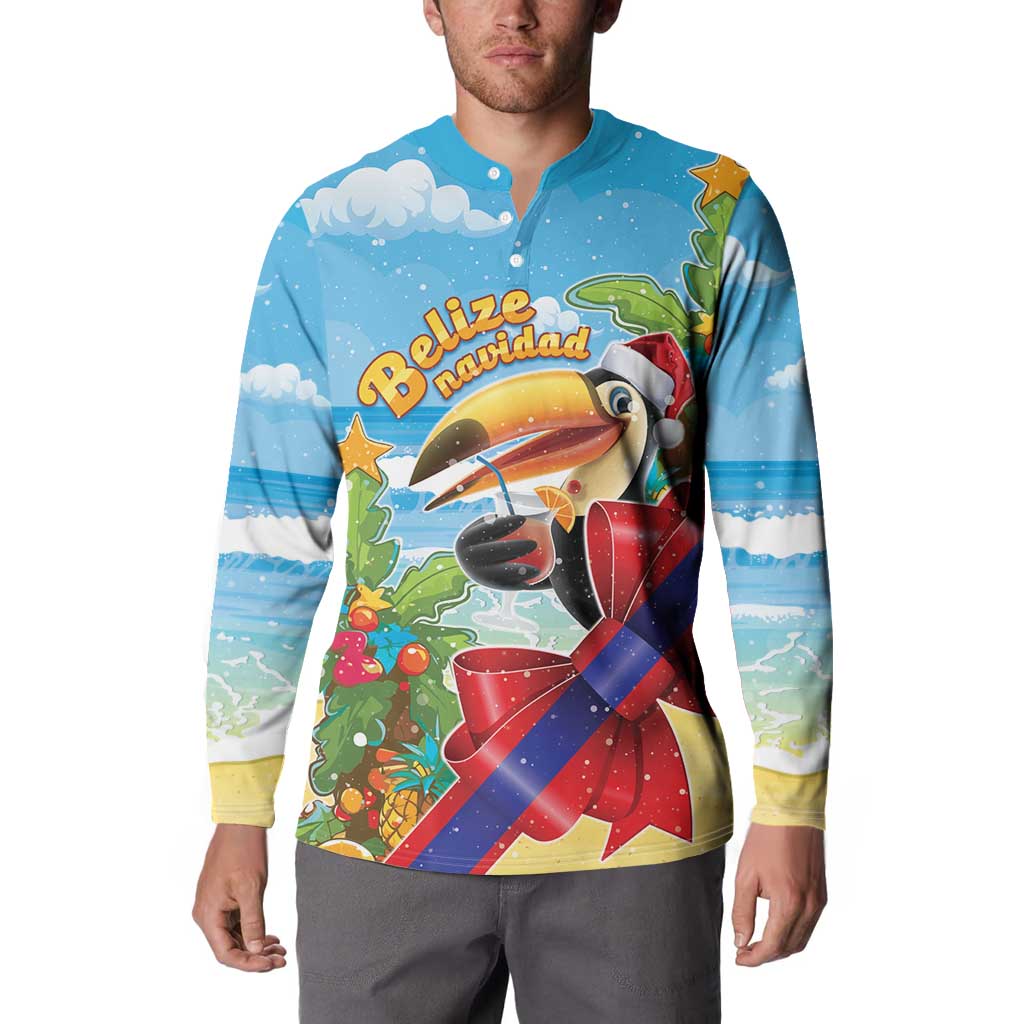 Belize Navidad Christmas Button Sweatshirt Funny Santa Toucan - Wonder Print Shop