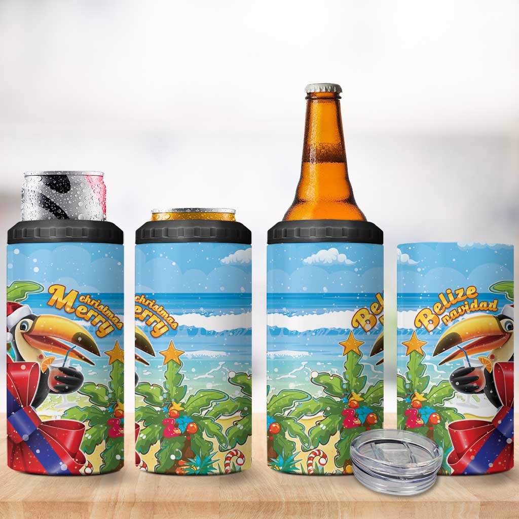 Belize Navidad Christmas 4 in 1 Can Cooler Tumbler Funny Santa Toucan - Wonder Print Shop