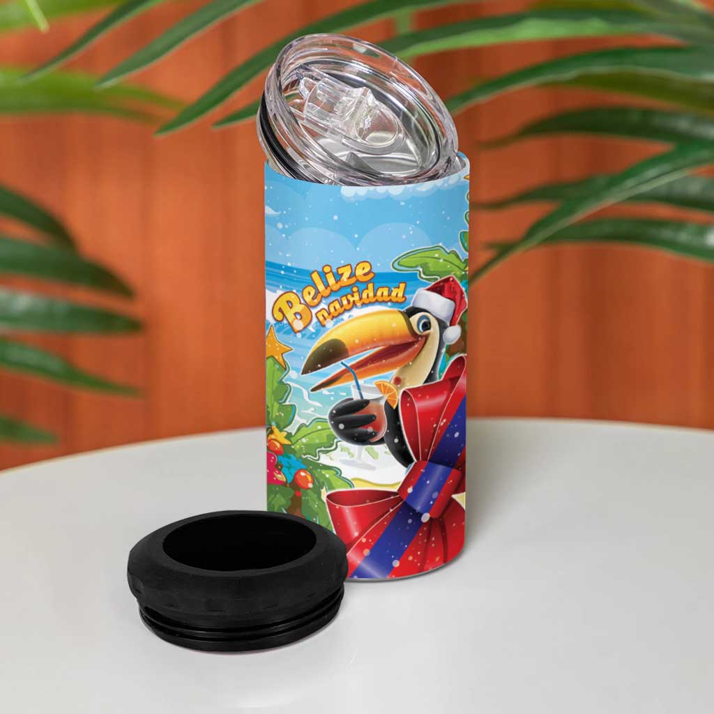 Belize Navidad Christmas 4 in 1 Can Cooler Tumbler Funny Santa Toucan - Wonder Print Shop