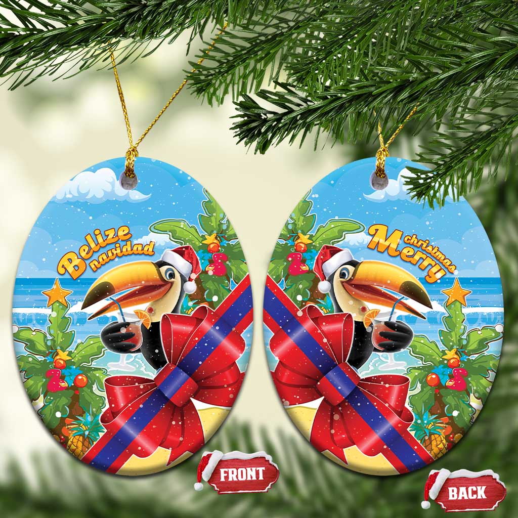 Belize Navidad Christmas Ceramic Ornament Funny Santa Toucan - Wonder Print Shop