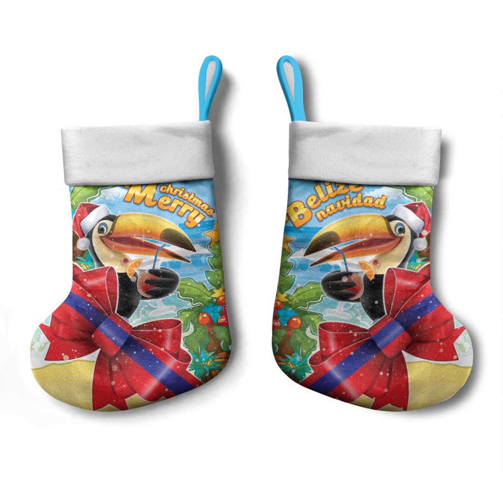Belize Navidad Christmas Stocking Funny Santa Toucan - Wonder Print Shop