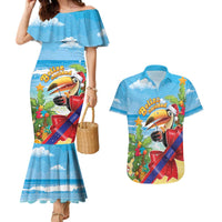 Belize Navidad Christmas Couples Matching Mermaid Dress and Hawaiian Shirt Funny Santa Toucan - Wonder Print Shop
