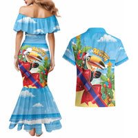 Belize Navidad Christmas Couples Matching Mermaid Dress and Hawaiian Shirt Funny Santa Toucan - Wonder Print Shop