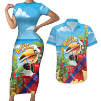 Belize Navidad Christmas Couples Matching Short Sleeve Bodycon Dress and Hawaiian Shirt Funny Santa Toucan - Wonder Print Shop
