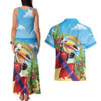 Belize Navidad Christmas Couples Matching Tank Maxi Dress and Hawaiian Shirt Funny Santa Toucan - Wonder Print Shop