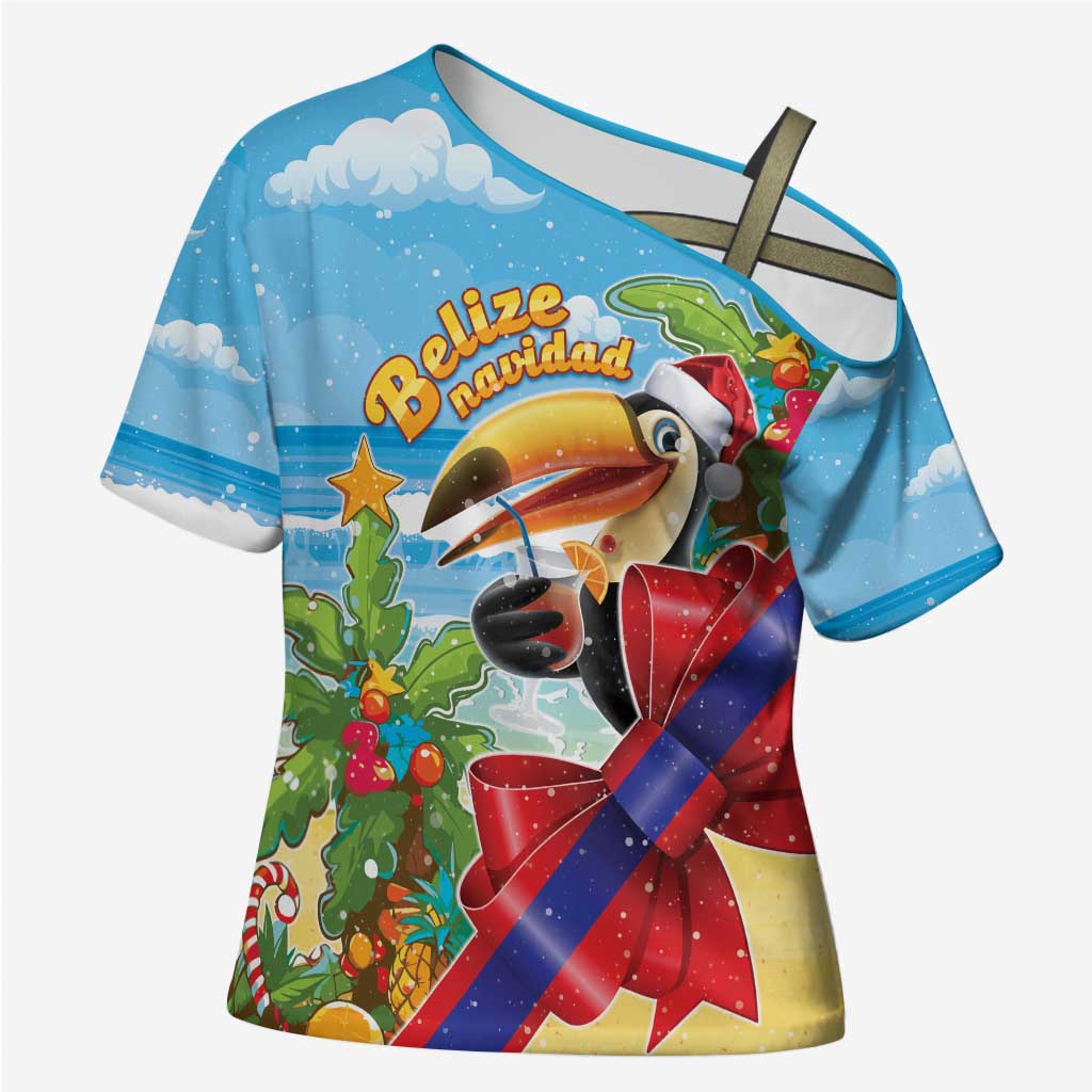 Belize Navidad Christmas Cross Shoulder Shirt Funny Santa Toucan - Wonder Print Shop