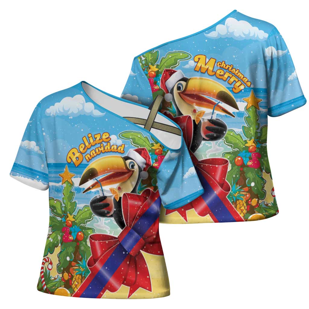Belize Navidad Christmas Cross Shoulder Shirt Funny Santa Toucan - Wonder Print Shop